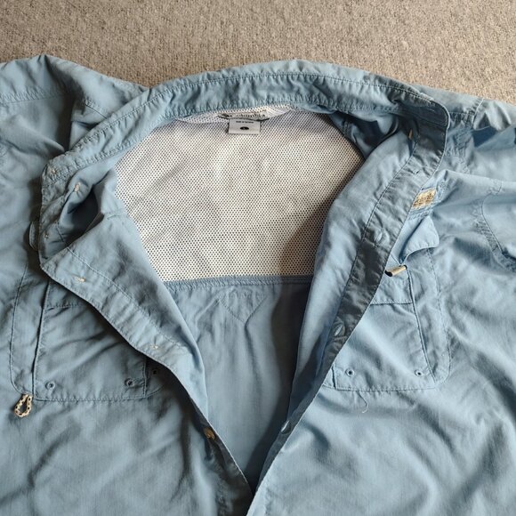 Vintage Columbia PFG Shirt Size Lar Blue Nylon Fishing Sun Protection UV Shield - Picture 5 of 12